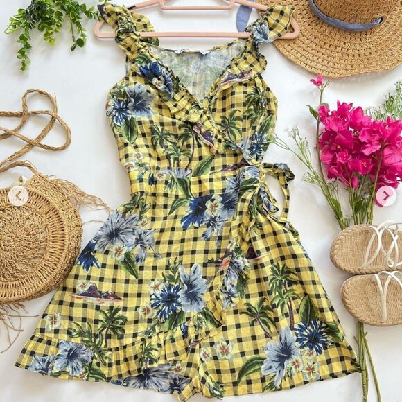ZARA Floral Gingham Wrap Dress Size XS NEW WITH TAG - Picture 5 of 7